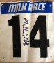 Image of  number  from the 1990 Milk Race which was worn by the winner in 1987, Malcolm Elliott.